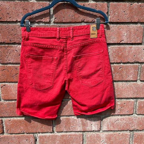 ZARA Red Denim Mom Shorts - Picture 6 of 9